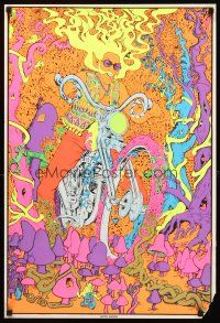 4s589 ACID RIDER commercial poster '70s far out psychedelic art of biker on motorcycle!
