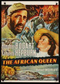 4s636 AFRICAN QUEEN commercial poster '87 classic art of Humphrey Bogart & Katharine Hepburn!