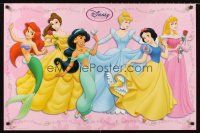 4s650 DISNEY PRINCESS commercial poster '90s great cartoon art of famous Walt Disney princesses!