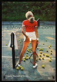 4s608 EXPOSE YOURSELF TO TENNIS commercial poster '80 great image of sexy player on court