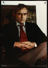 4s673 MARLON BRANDO commercial poster '87 great portrait of seated Brando!