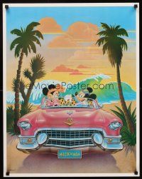 4s675 MICK 'N MIN commercial poster '86 art of Mickey & Minnie Mouse in Cadillac on beach!