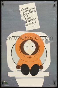 4s682 SOUTH PARK commercial poster '98 adult cartoon series, alive Kenny on toilet!
