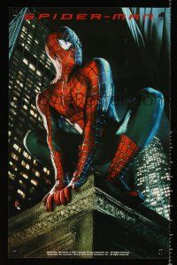 4s683 SPIDER-MAN commercial poster '02 Tobey Maguire on corner of roof, Sam Raimi, Marvel Comics!