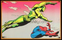 4s065 SPIDER-MAN & NAMOR special 22x33 '71 cool blacklight art of Spidey in action!