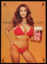 4s627 THINK BIG commercial poster '82 Joyce Gibson w/big bosoms & large beer!
