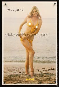 4s628 THINK METRIC commercial poster '75 sexy woman on the beach in see-through bikini!