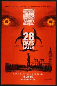 4s704 28 DAYS LATER teaser mini poster '03 Danny Boyle, Cillian Murphy vs. zombies in London!