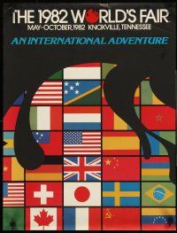 4s284 1982 WORLD'S FAIR special 18x23 '81 Knoxville, Tennessee, cool art of many flags!