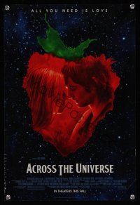 4s708 ACROSS THE UNIVERSE advance mini poster '07 Evan Rachel Wood, romance to the Beatles!