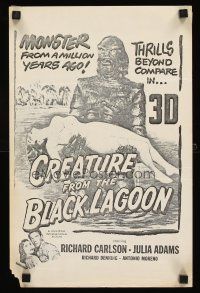 4s393 CREATURE FROM THE BLACK LAGOON 3-D local theater 11x17 '54 monster carrying sexy Julia Adams!