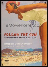 4s097 FOLLOW THE SUN special 24x33 '99 Northfield art, Australian travel poster exhibition!