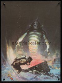 4s076 FRANK FRAZETTA art print '78 wild fantasy art of diver, treasure & monster!