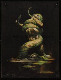 4s081 FRANK FRAZETTA art print '78 horror fantasy art of naked man attacked by serpent!