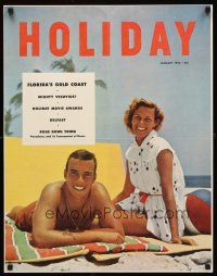 4s248 HOLIDAY JANUARY 1952 special poster 22x28 '52 Florida's Gold Coast!