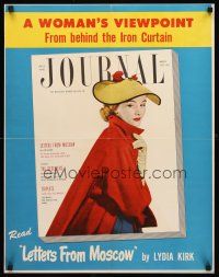 4s264 LADIES' HOME JOURNAL MARCH 1952 special poster 22x28 '52 pretty woman in a red coat!