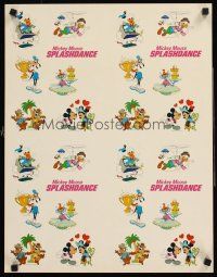 4s489 MICKEY MOUSE SPLASHDANCE uncut sticker sheet '83 many great Disney character stickers!