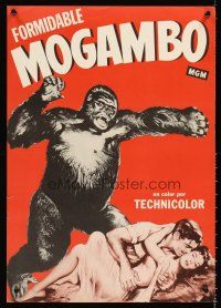 4s491 MOGAMBO Spanish special 16x22 '53 Clark Gable & Ava Gardner in Africa, art of giant ape!