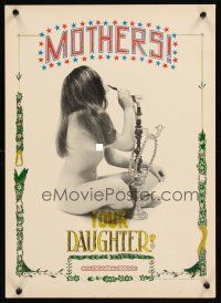 4s317 MOTHERS! YOUR DAUGHTER? special 14x20 '70s wacky image of nude girl on hookah pipe!