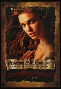 4s514 PIRATES OF THE CARIBBEAN 2-sided special 19x27 '03 sexy Keira Knightley & Orlando Bloom!