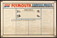 4s327 PLYMOUTH SERVICE PRICES special 25x38 '40s complete list of maintenance & tune-up costs!