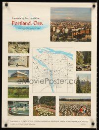 4s106 PORTLAND, ORE. souvenir souvenir travel poster '80s cool map & images of city & sights!