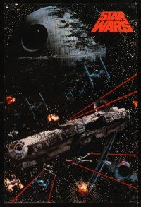 4s693 STAR WARS commercial 24x36 '77 Death Star, Tie Fighters & Millenium Falcon!