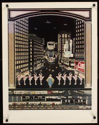 4s335 TIMES SQUARE special 22x28 '88 John Jex artwork of NYC & dancing girls!