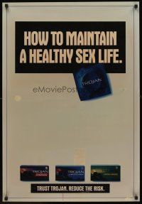 4s337 TROJAN: HOW TO MAINTAIN A HEALTHY SEX LIFE vinyl special 24x35 '90s condom advertisement!