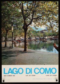 4s101 LAKE OF COMO Italian travel poster '70s cool image of boats docked!