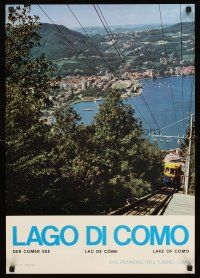 4s103 LAKE OF COMO Italian travel poster '70s image of cable car climbing hillside!