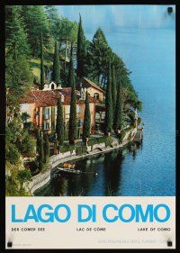 4s104 LAKE OF COMO Italian travel poster '70s great image of villa by lake!