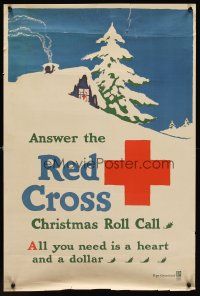 4s114 ANSWER THE RED CROSS WW I war poster '18 charity, all you need is a heart & a dollar!