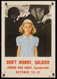 4s122 DON'T WORRY SOLDIER war poster '42 cool Douglass art for Fresno War Chest!