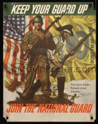 4s131 KEEP YOUR GUARD UP JOIN THE NATIONAL GUARD war poster '40s art of citizen soldiers!