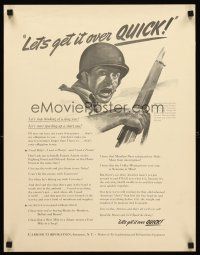 4s133 LET'S GET IT OVER QUICK war poster '40s great art of soldier & motivational message!