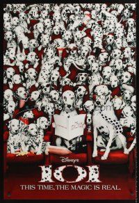 4t003 101 DALMATIANS int'l teaser 1sh '96 Walt Disney live action, dogs in theater!