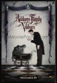 4t006 ADDAMS FAMILY VALUES advance DS 1sh '93 great image of Carel Struycken with baby carriage!