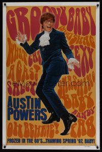 4t193 AUSTIN POWERS: INT'L MAN OF MYSTERY teaser 1sh '97 Mike Myers is frozen in the 60s!