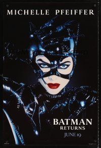 4t018 BATMAN RETURNS 3 1sh '92 cool images of Michael Keaton, Danny DeVito, Michelle Pfeiffer!