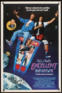 4t199 BILL & TED'S EXCELLENT ADVENTURE 1sh '89 Keanu Reeves, Socrates, Napoleon & Lincoln in booth!