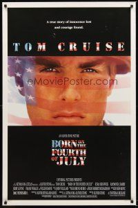 4t207 BORN ON THE FOURTH OF JULY DS 1sh '89 Oliver Stone, great patriotic image of Tom Cruise!
