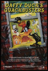 4t037 DAFFY DUCK'S QUACKBUSTERS 1sh '88 Mel Blanc, great cartoon art of Looney Tunes characters!