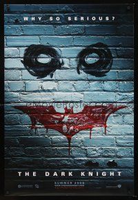 4t041 DARK KNIGHT teaser DS 1sh '08 cool graffiti image of the Joker's face!