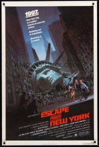 4t247 ESCAPE FROM NEW YORK 1sh '81 John Carpenter, art of decapitated Lady Liberty by Barry E. Jackson!