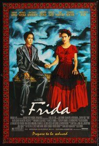 4t058 FRIDA DS 1sh '02 artwork of sexy Salma Hayek as artist Frida Kahlo!