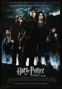 4t067 HARRY POTTER & THE GOBLET OF FIRE advance DS 1sh '05 Daniel Radcliffe, Emma Watson, Grint!