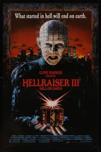 4t278 HELLRAISER III: HELL ON EARTH 1sh '92 Clive Barker, great close up of Pinhead holding cube!