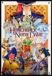 4t074 HUNCHBACK OF NOTRE DAME DS 1sh '96 Walt Disney, Victor Hugo novel, cool art of cast!