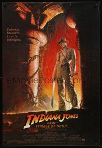 4t082 INDIANA JONES & THE TEMPLE OF DOOM 1sh '84 full-length art of Harrison Ford by Bruce Wolfe!